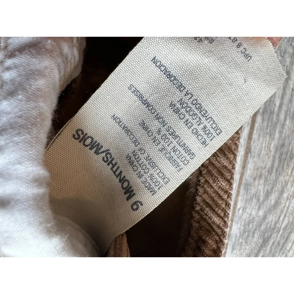 OshKosh B'Gosh Corduroy Overalls 9 Months Tan Plaid Lined Carpenter Baby Infant